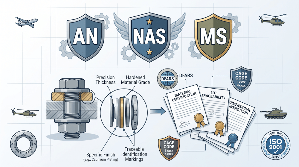 Military Washers Explained: AN, MS, and NAS Standards for Defense and Aerospace