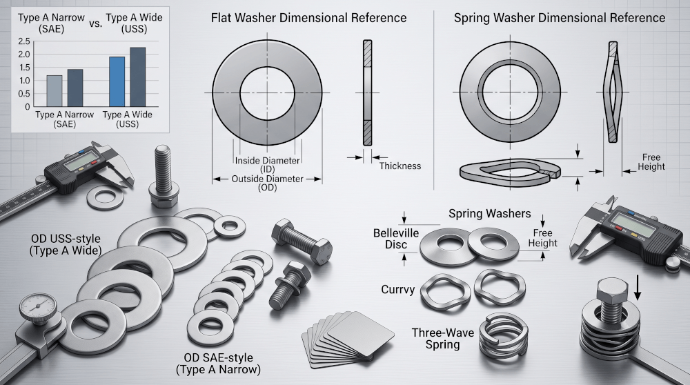 Washer Sizing Guide: Flat and Spring Washer Dimensions, Standards, and Sizing Conventions